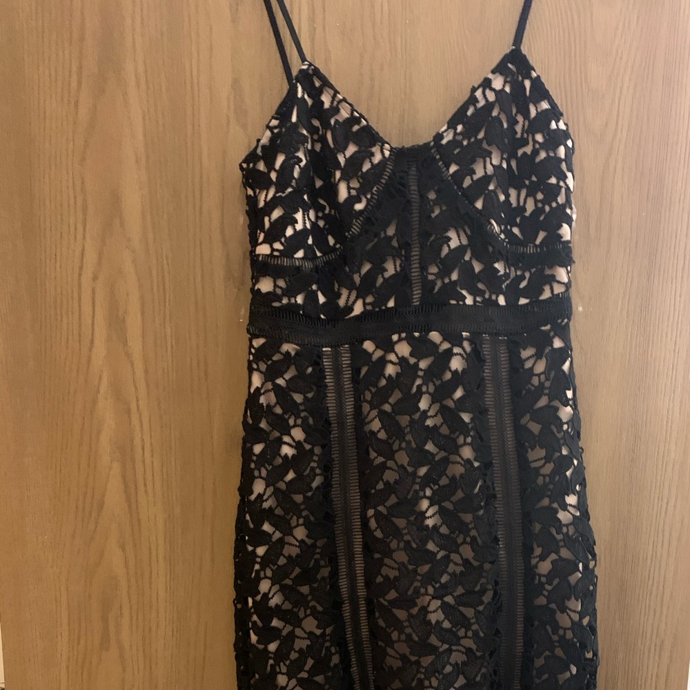 Black lace bustier midi dress